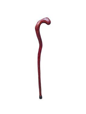 Handcrafted Wooden Walking Cane Crooked Stick Curved Handle Rubber Tip 36.5” VTG